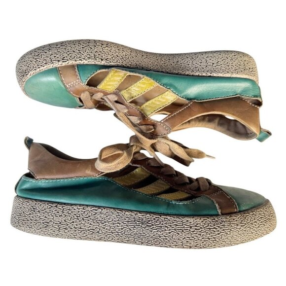 L'Artiste Spring Step Porscha Women's Sz 37 US 6.5 Cut Out Lace Up Teal Sneakers - Picture 8 of 11